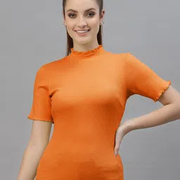 Friskers Women OrangeSolid Organic Cotton Top-picture-22
