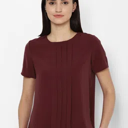 Allen Solly Woman Maroon Pleated Regular Top-image-54