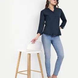 WAYLENE Mandarin Collar A-Line Top-picture-40
