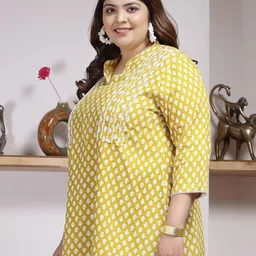 Little More By Stylum Plus Size Ethnic Motif Printed A-Line Top image 2
