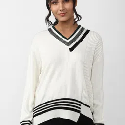FOREVER 21 Women V Neck Knitted & Woven Pullover-picture-45