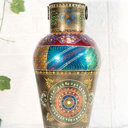 Ekhasa Red & Blue Rust-Resistant Metallic Tall Flower Vase-41