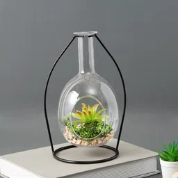 TAYHAA Transparent Glass Flower Vase With Stand-9