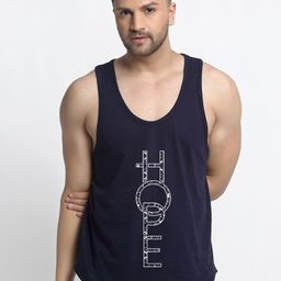 Friskers Men Navy Blue Printed Pure Cotton Innerwear Vest-image-83
