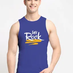 Friskers Men Blue Lets rock Printed Cotton Innerwear Vests-image-10