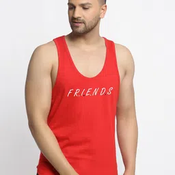 Friskers Men Red & White Printed Cotton Innerwear Vests-picture-10