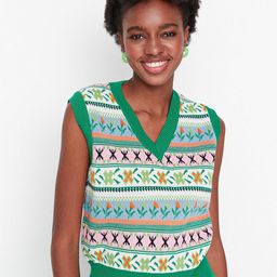 Trendyol Women Green & Blue Printed Sweater Vest-image-102