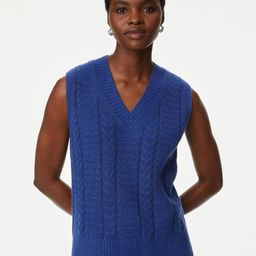 Marks & Spencer V-Neck Cable Knit Sweater Vest-image-94