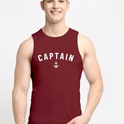 Friskers Men Maroon Red Captain Printed Pure Cotton Innerwear Vests-5