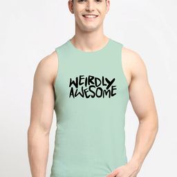 Friskers Men Sea Green Printed Pure Cotton Innerwear Vests-image-84