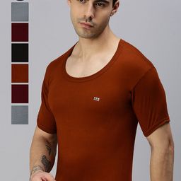 Lux Cozi Men Pack Of 7 Assorted Pure Cotton Short Sleeves Basic Innerwear Vests-image-67