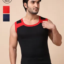 Dollar Bigboss Men Pack Of 3 Assorted Solid Innerwear Vests-picture-14