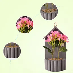 Kuber Industries Pink 1 Pieces Hanging Hydrangea Artificial Flower With Pot image 4