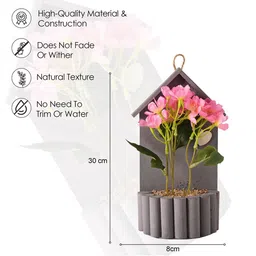 Kuber Industries Pink 1 Pieces Hanging Hydrangea Artificial Flower With Pot image 5
