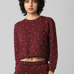 ONLY Women Maroon Printed Sweatshirt ONLJANICE DAISY AOP SW-image-58