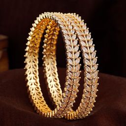 Estele Set Of 2 Gold-Plated AD-Studded Bangles-10