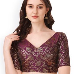 Oomph! Woven Design Jacquard Saree Blouse-image-85