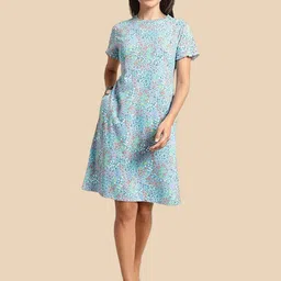 Dressitude Floral Printed Pure Cotton T-shirt Nightdress-picture-10