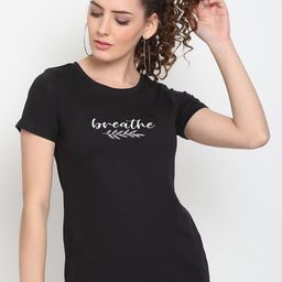 UnaOne Women Plus Size Black Typography Slim Fit Outdoor T-shirt-image-44