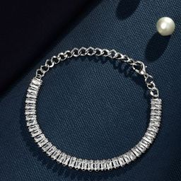 Cierra Women American Diamond Silver-Plated Charm Bracelet-image-40