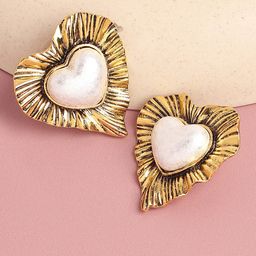 SOHI Gold-Plated Heart Shaped Studs Earrings-41