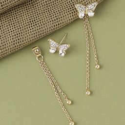 SOHI Gold Plated Contemporary Drop Earrings-29