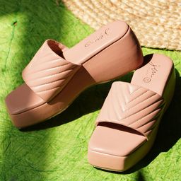 JM Looks Stitch Detail Flatform Heels-19
