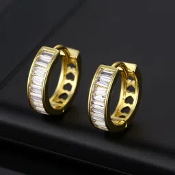 MYKI Gold-Toned Gold-Plated Contemporary Hoop Earrings-image-3