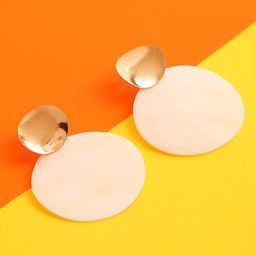 SOHI Gold-Plated White Contemporary Drop Earrings-30