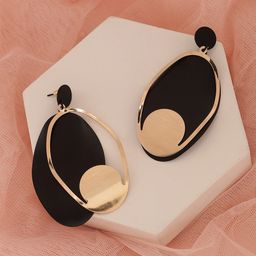 SOHI Gold-Plated Contemporary Drop Earrings-image-84