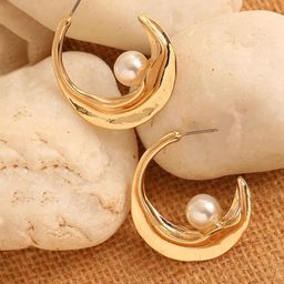 SOHI Gold-Toned & Gold Plated Contemporary Half Hoop Earrings-image-28