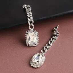 SOHI Silver-Plated Contemporary Drop Earrings-image-69