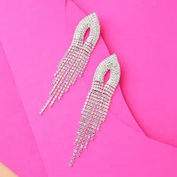 SOHI Women Silver Plated Contemporary Drop Earrings-33