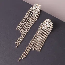SOHI Silver Plated Contemporary Drop Earrings-28