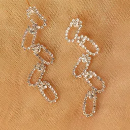 SOHI Silver Plated Contemporary Drop Earrings-46