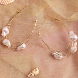 SOHI Gold-Plated Contemporary Hoop Earrings-image-55