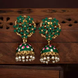 Sukkhi Gold Plated Dome Shaped Beaded Jhumkas-image-4