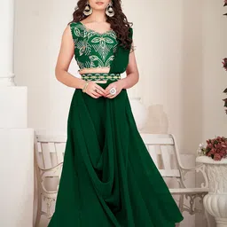 Warthy Ent Embroidered Thread Work Semi-Stitched Lehenga & Unstitched Blouse With Dupatta-image-53