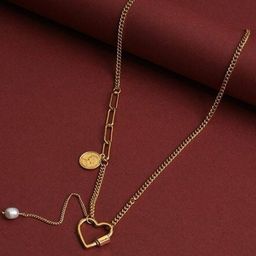 VAGHBHATT Gold-Plated Heart Shaped Pearl Pendant Chain-11