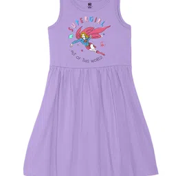 Wear Your Mind Girls Supergirl Printed Fit and Flare Dress-image-86