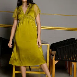 ODETTE Satin Solid Night Wear Set For Women-image-23