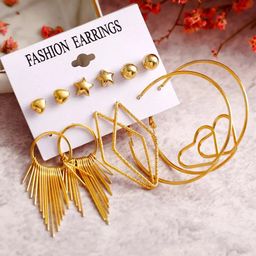 Pinapes Set Of 6 Gold-Plated Studs & Hoop Earrings-106