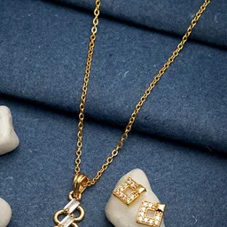 Ramdev Art Fashion Jwellery Gold-Plated Stone-Studded Pendant With Chain-image-76