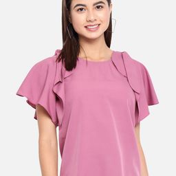 ALL WAYS YOU Flutter Sleeves Ruffled Crepe Top-image-90