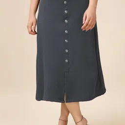 Areca Designer Cotton A-Line Midi Skirt-image-1