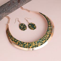 SOHI Gold-Plated Artificial Stone Studded Jewellery Set-40