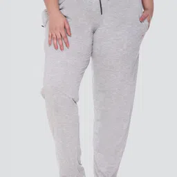 CUPID Women Grey Solid Cotton Lounge Plus size Pants-17