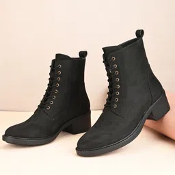 Roadster Women Black Mid Top Block Heeled Regular Boots-45