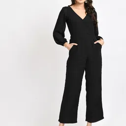 V&M V- Neck Cuffed Sleeves Basic Jumpsuit-picture-57