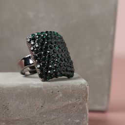 SOHI Silver-Plated Green Artificial-Stones Ring-21
